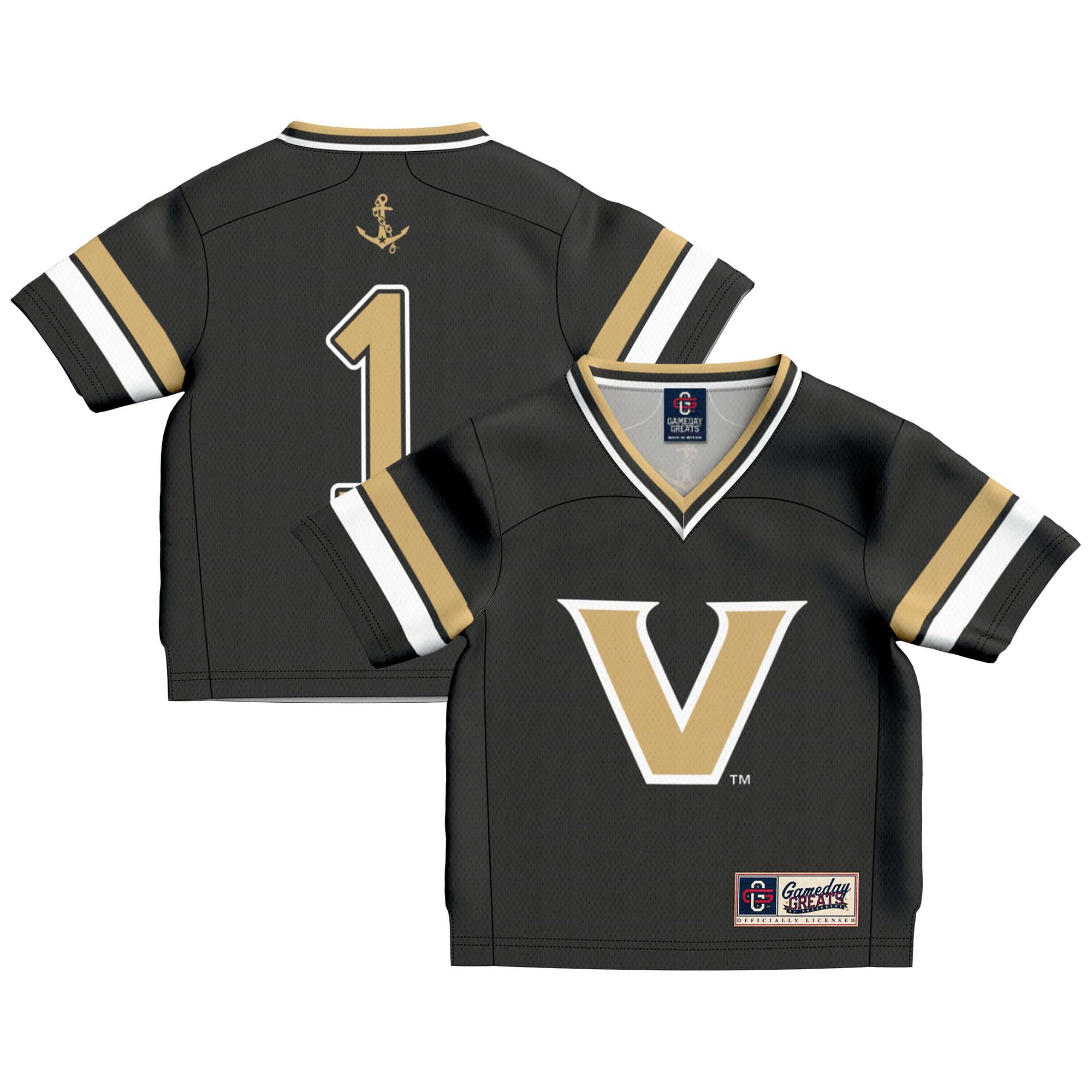 [NJP] Vanderbilt Commodores GameDay Greats Toddler Lightweight Collegiate Football Fashion Jersey - Black
