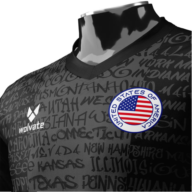Championship Usa Heritage Football Jersey Black (Wolvate) Adult Short