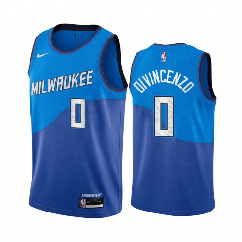 Official MIL #0 Donte Divincenzo 2020 City NBA Swingman Jersey Blue -