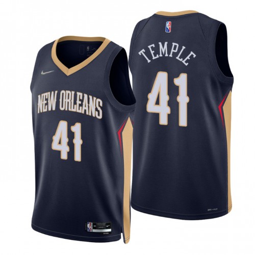 Nike New Orleans Pelicans #41 Garrett Temple Navy Mens 2021-22 NBA 75th Anniversary Diamond Swingman Jersey ¨C Icon Edition Mens
