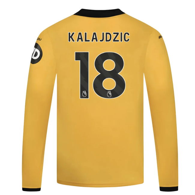 2025-2026 Wolves Long Sleeve Home Shirt - Kids (Kalajdzic 18)