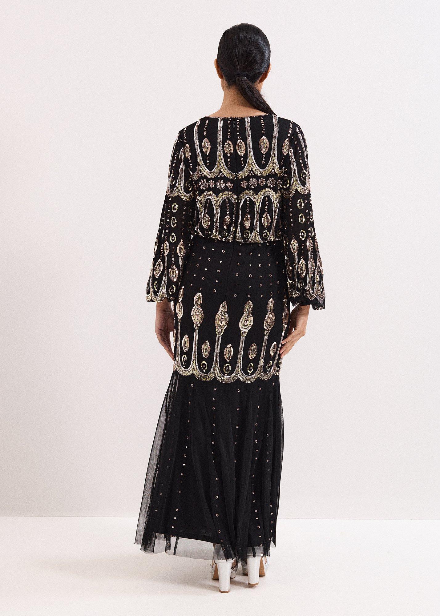 Petite Sasha Black Beaded Maxi Dress