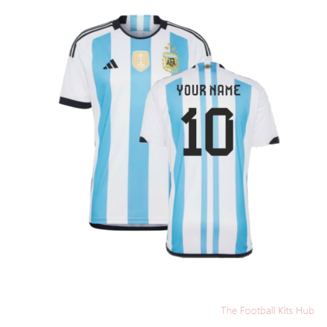 Argentina 2022 World Cup Winners Home Shirt (Your Name)