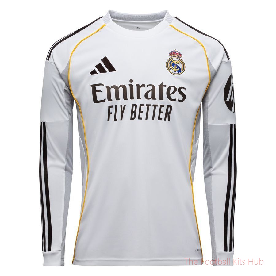 Real Madrid Home Shirt 2025/26 Kids Long Sleeves