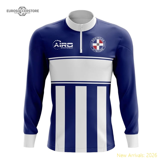Dominican Republic Concept Football Half Zip Midlayer Top (navy-white)