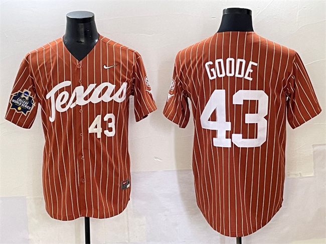 Men's UT Longhorns #43 Leighann Goode Orange 2025 embroidered high