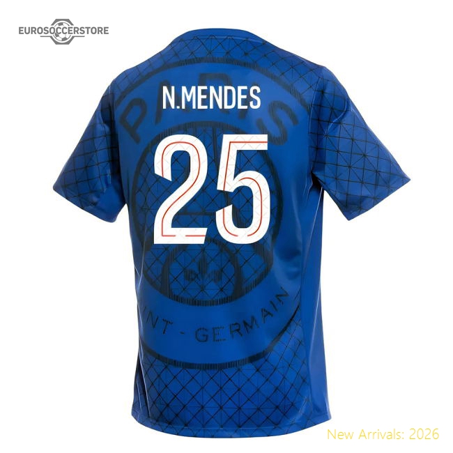 Authentic 2025-2026 Psg Academy Pro Home Pre Match Shirt (Royal) (N.Mendes
