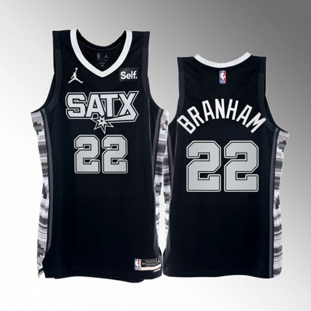 Genuine Men's San Antonio Spurs #22 Malaki Black Basketball Jersey