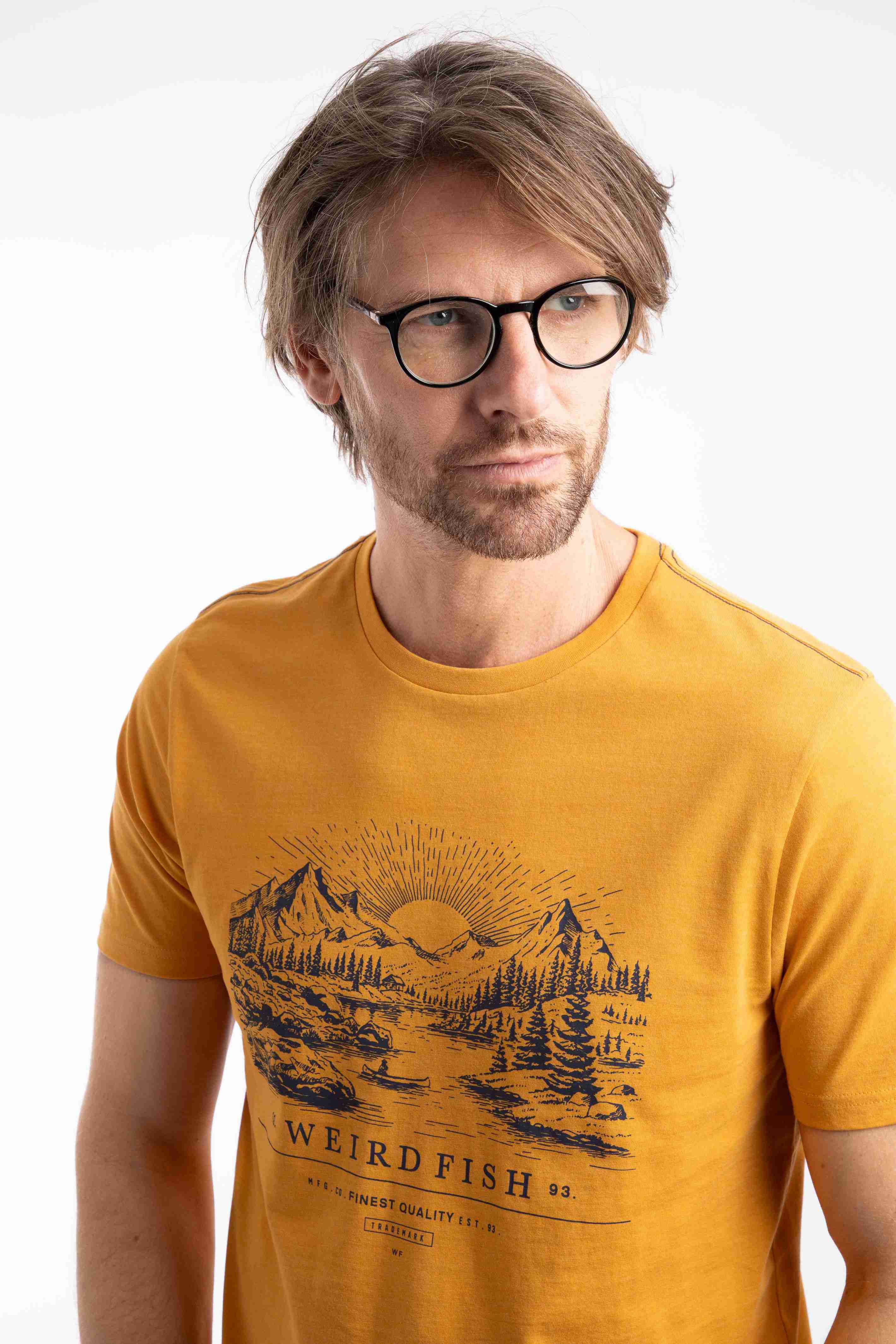 Sunrise Front Print Graphic T-Shirt Mustard