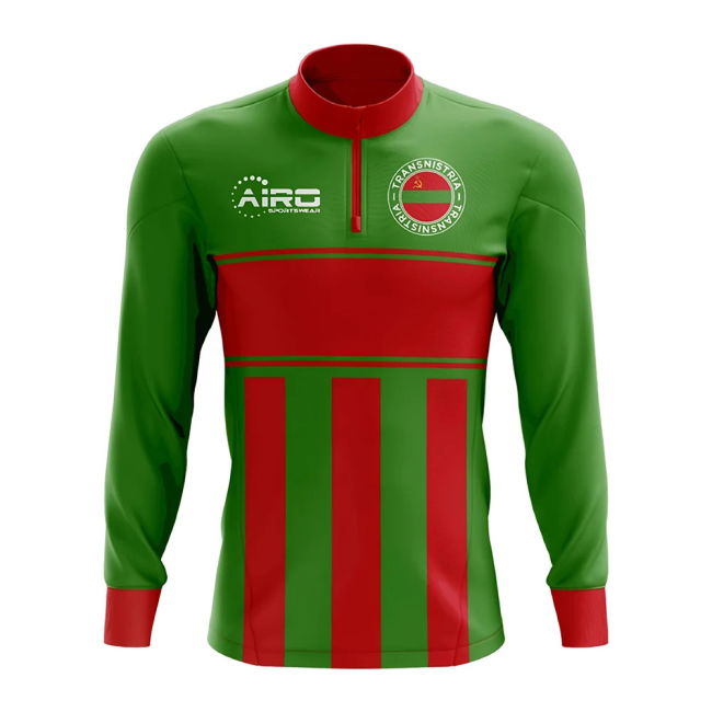 Jersey Transnistria Concept Football Half Zip Midlayer Top (Green-Red)
