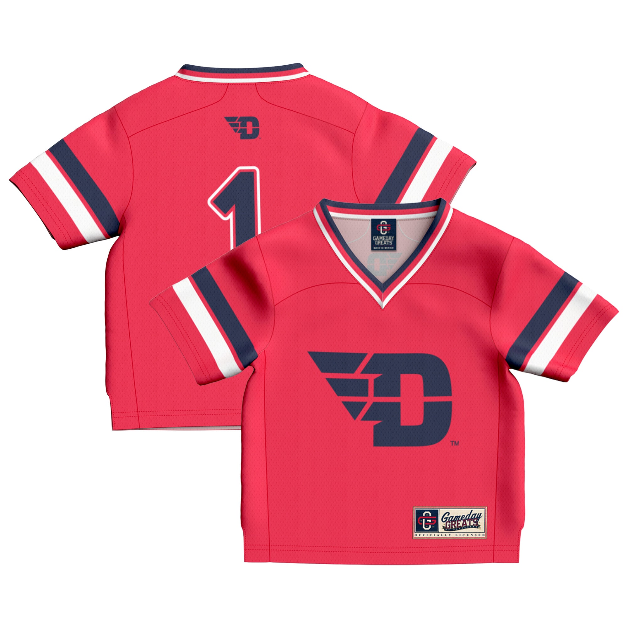 #1 Dayton Flyers GameDay Greats Toddler Collegiate Football Fashion Jersey - Red