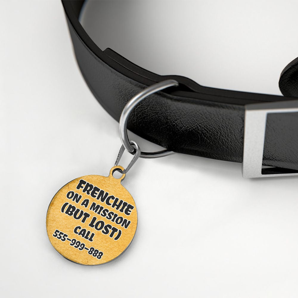 Frenchie on a mission - Custom Double-Sided French Bulldog Tag
