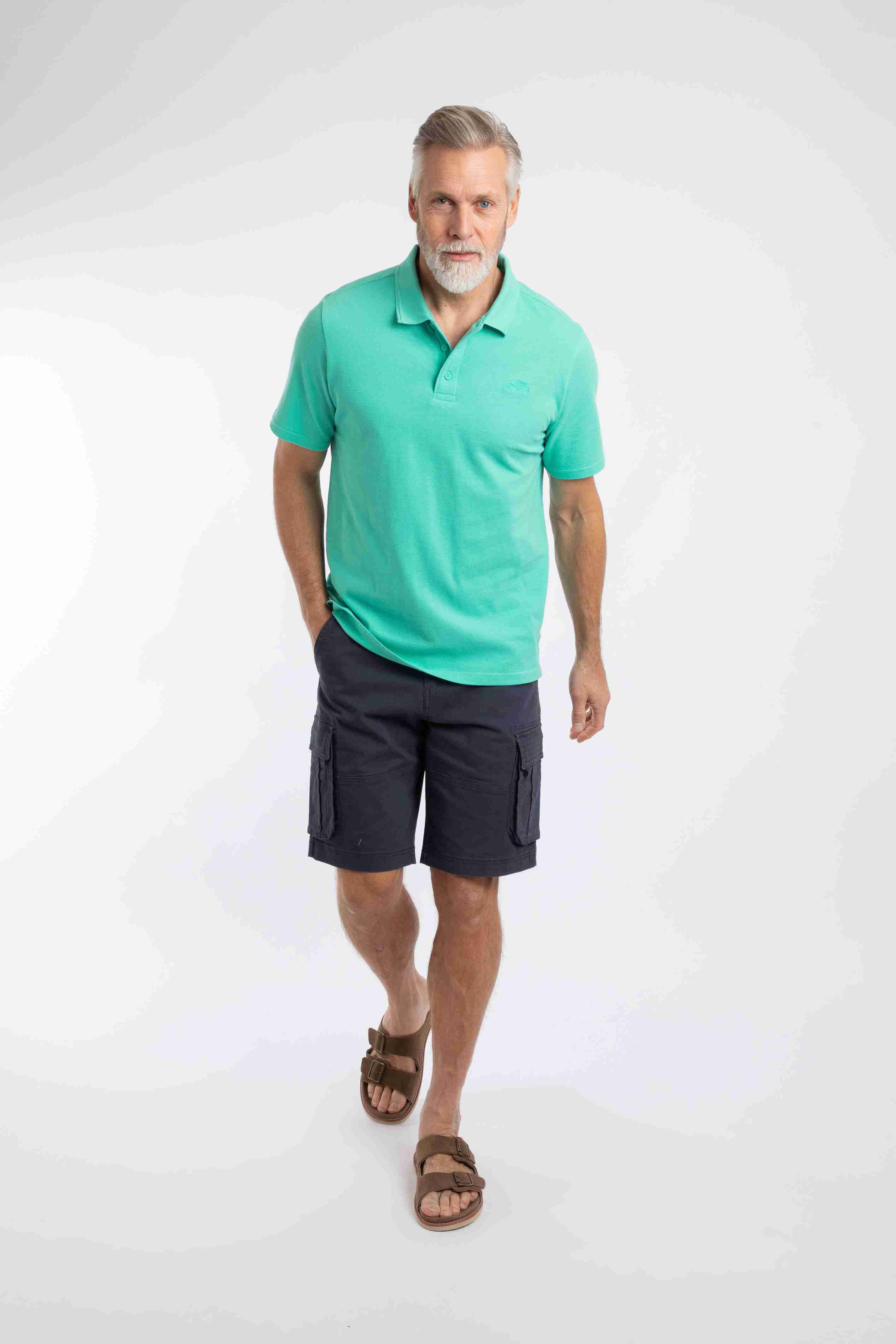 Giles Pique Polo Shirt Aqua Marine