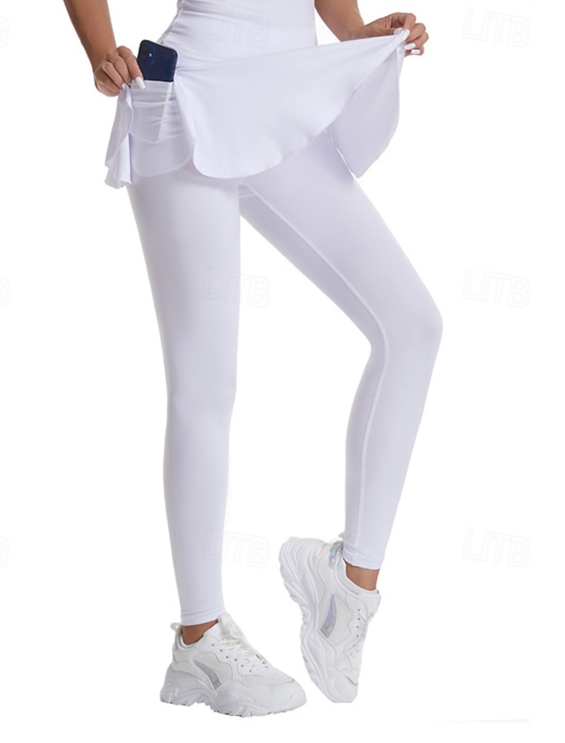 Women's Solid Colored Casual Skirt Tennis Skirt with Leggings Pleated Side Pockets Quick Dry Tennis Golf Pickleball Bottoms Black White Purple Tennis Clothing