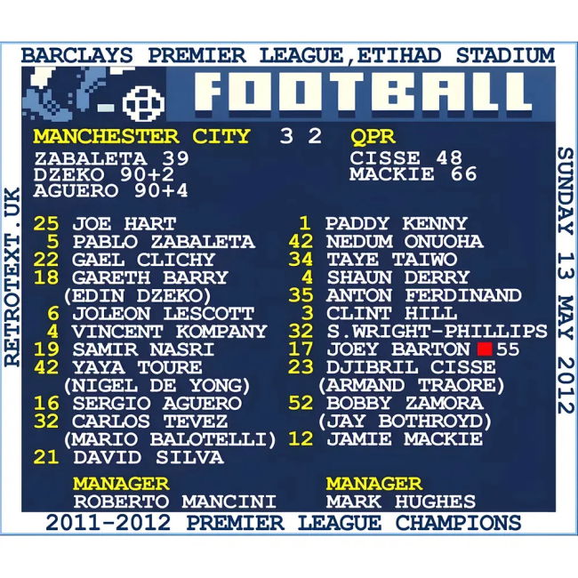 Trendy Man City 2012 Man City v QPR (Manchester City) Retrotext t-s...
