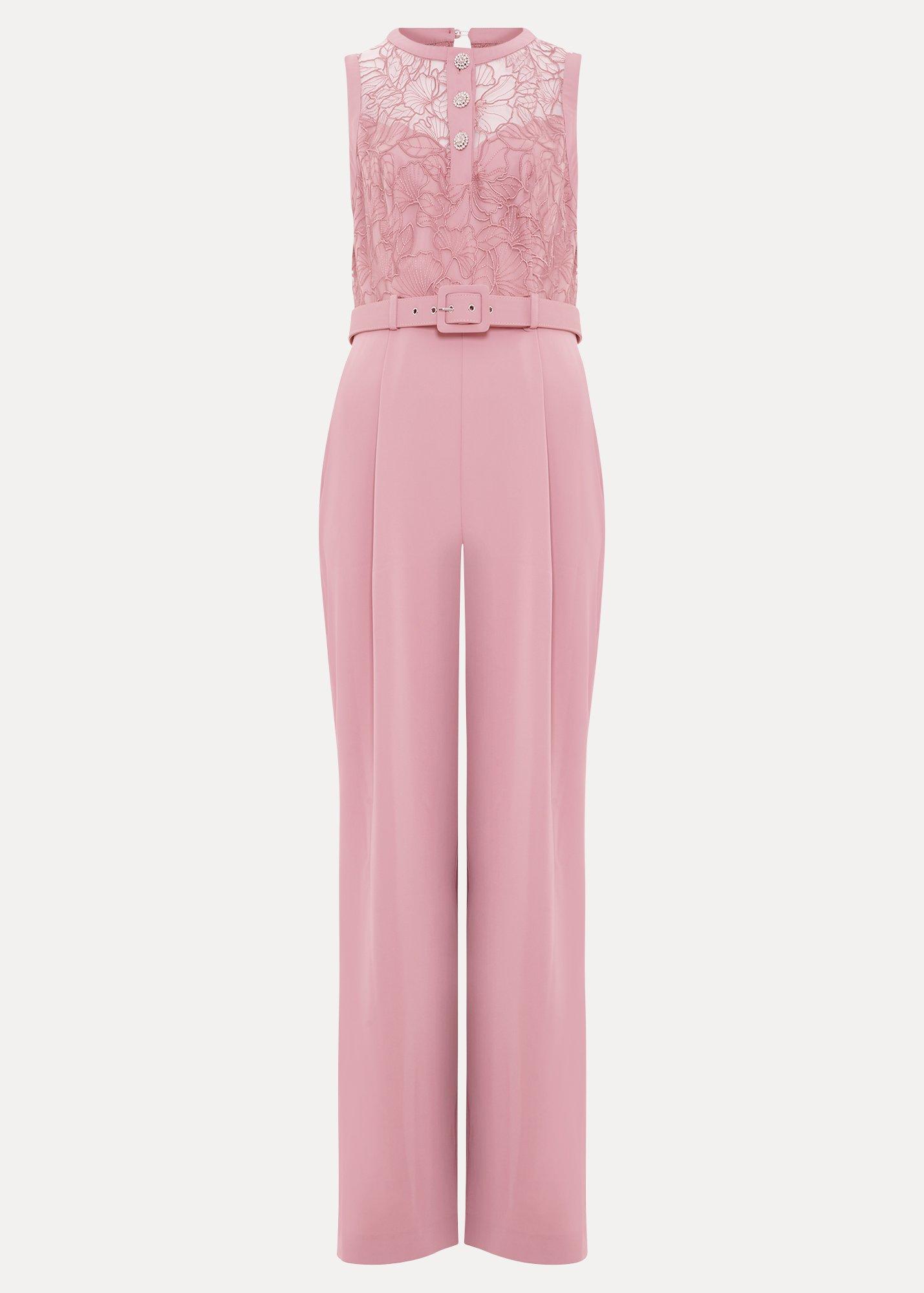 Petite Ivanna Pink Embroidered Jumpsuit