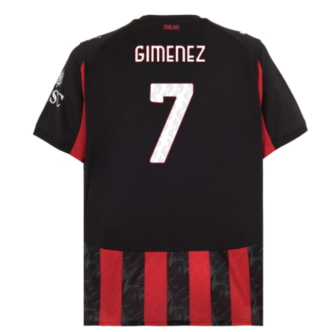 Outstanding 2025-2026 Ac Milan Home Shirt (gimenez 7) - Fan Collection
