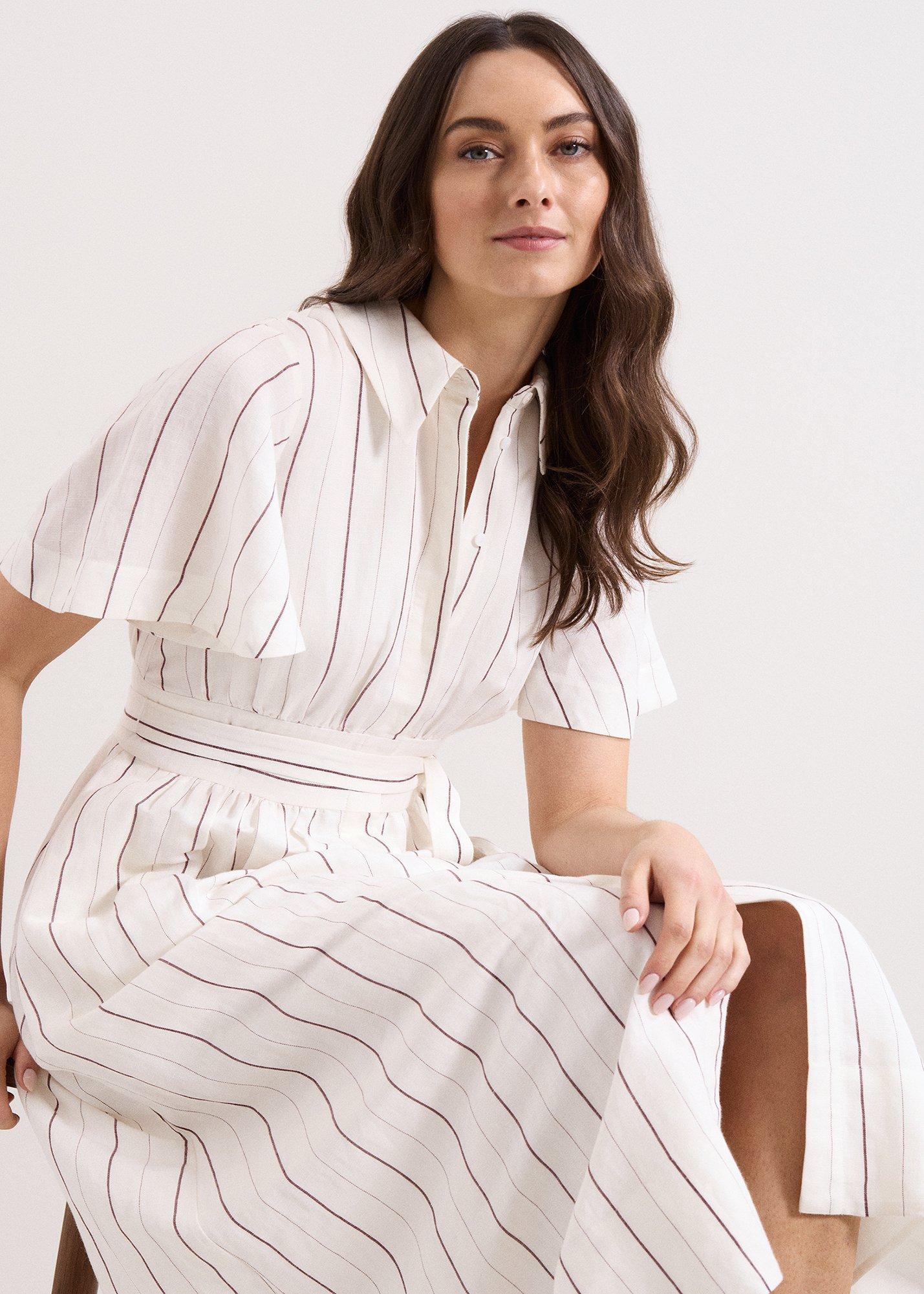 Marielle White Stripe Shirt Dress