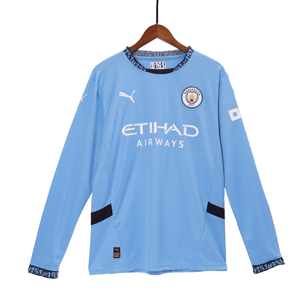 Manchester City Home Long Sleeve  Soccer Jersey 2024/25 Authentic Kit