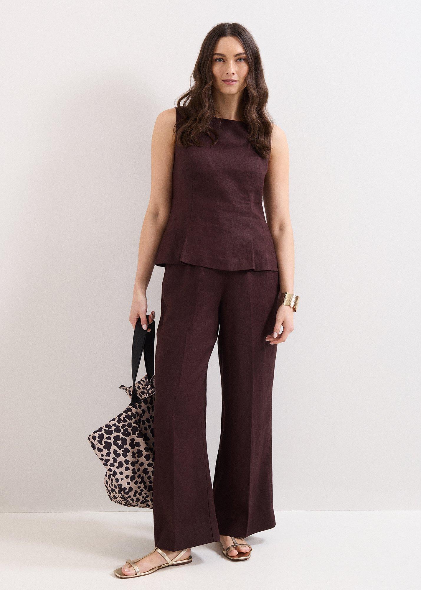 Petite Zoey Linen Wide Leg Trousers