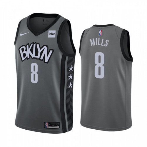 Gray Nike Brooklyn Nets #8 Nets Jersey - Mesh Fabric Game Day Wear