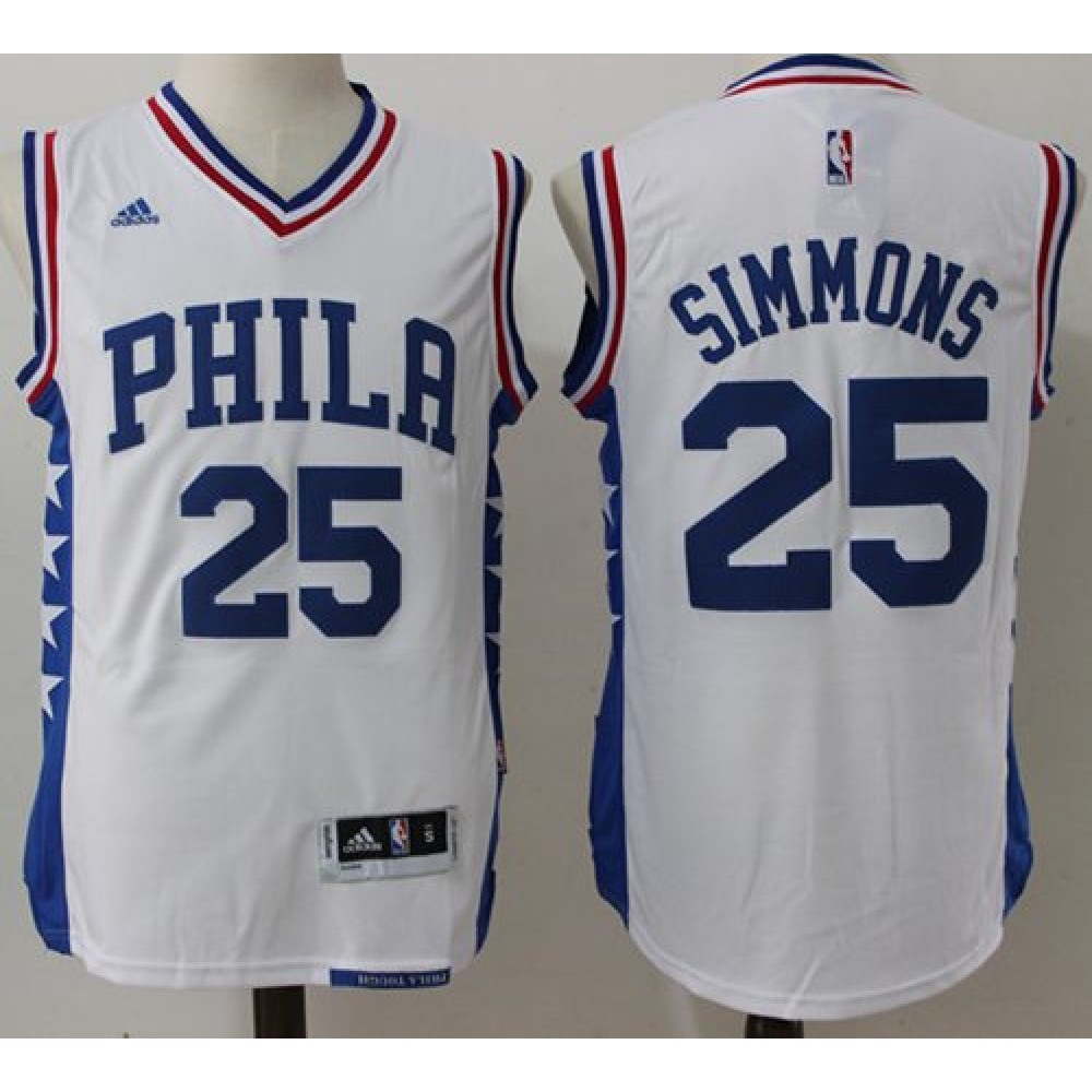 76ers #25 Ben Simmons White Stitched NBA Jersey