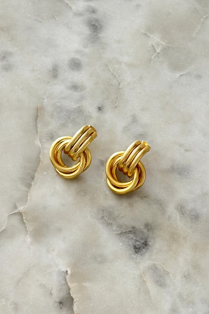 Gold Double Knot Earrings