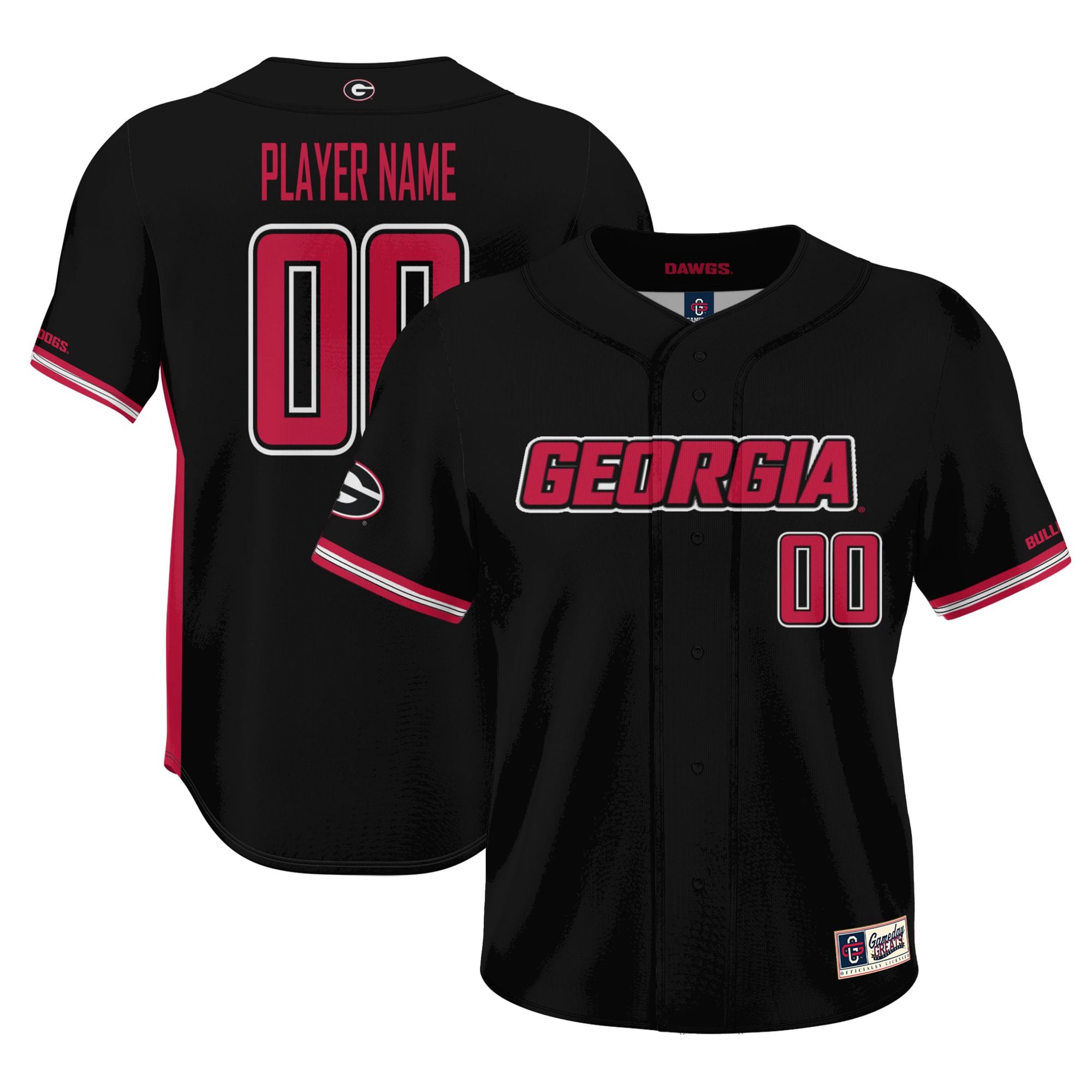 [NJP] Women's Georgia Bulldogs GameDay Greats NIL Pick-A-Player Lightweight Baseball Jersey - Black