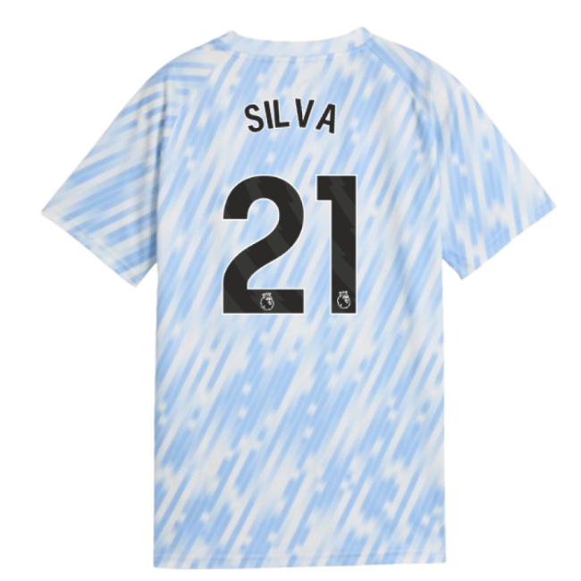 2025-2026 Man City Warm Up Jersey (Silver Sky) - Kids (Silva 21) (M...