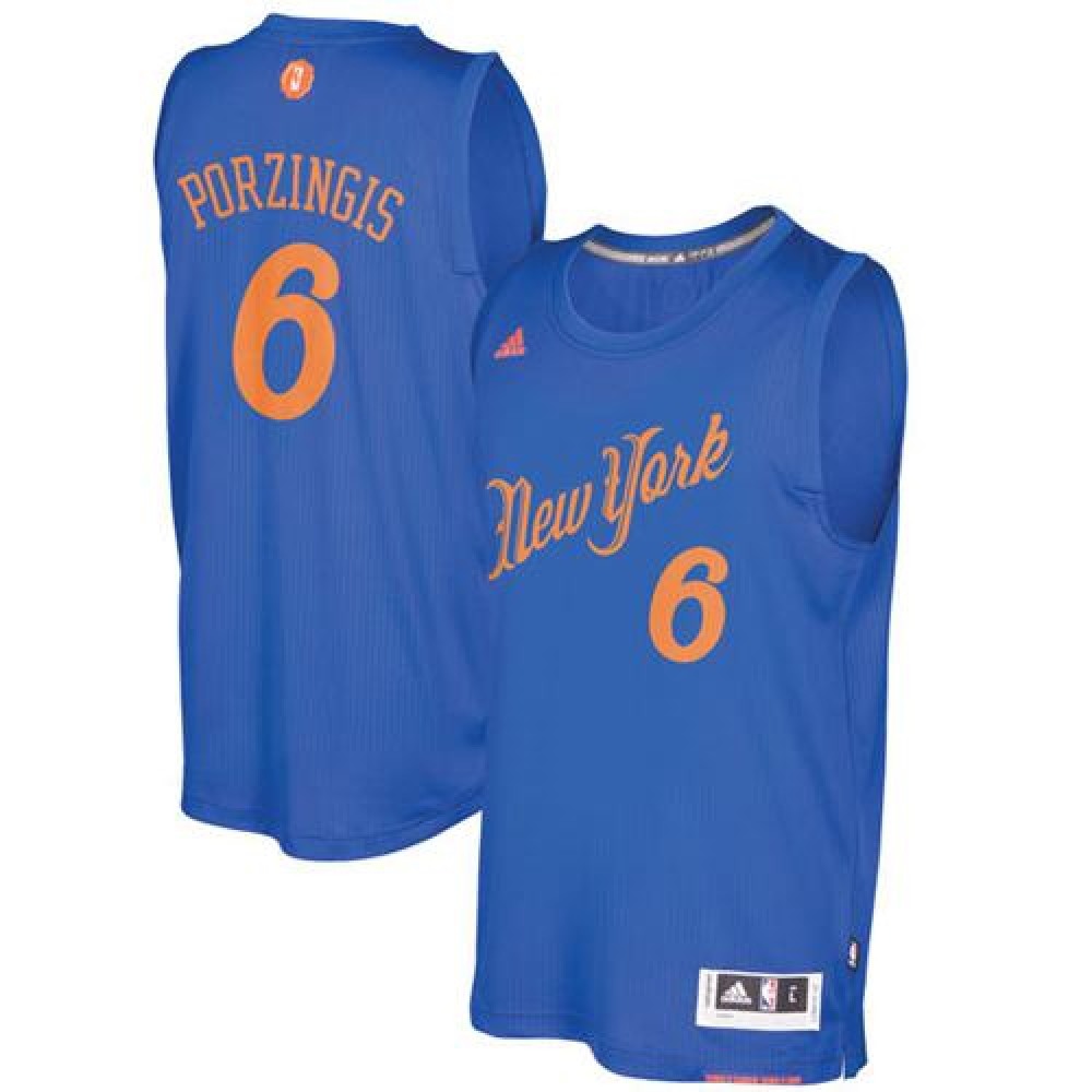 Collector's Item Game-Ready Men's NYK #6 Kristaps Blue Basketball Jersey