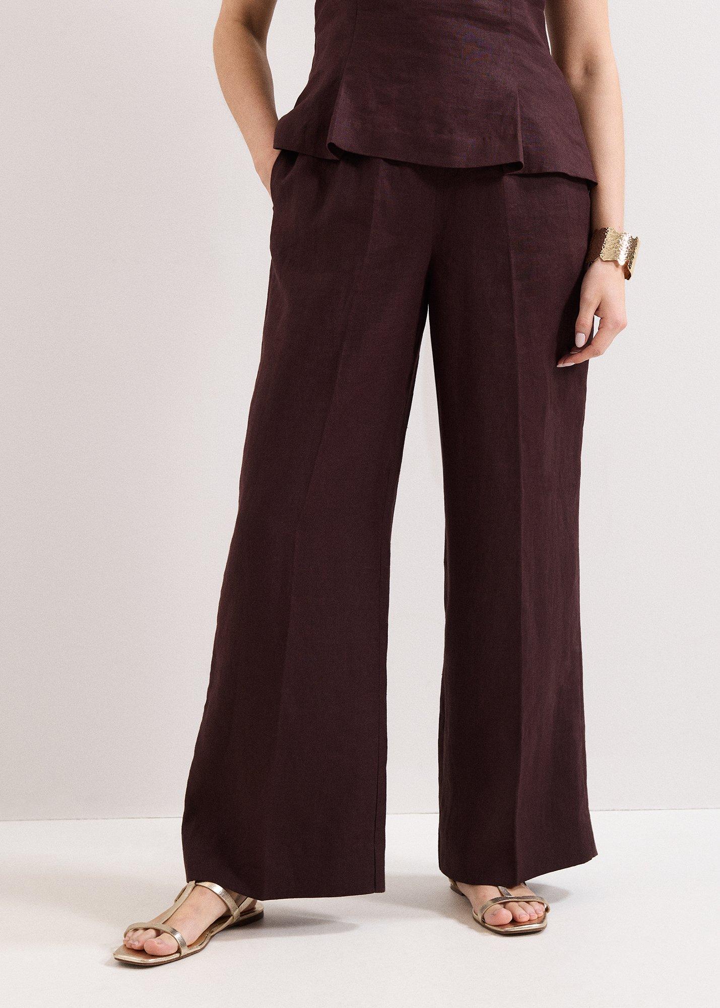 Petite Zoey Linen Wide Leg Trousers
