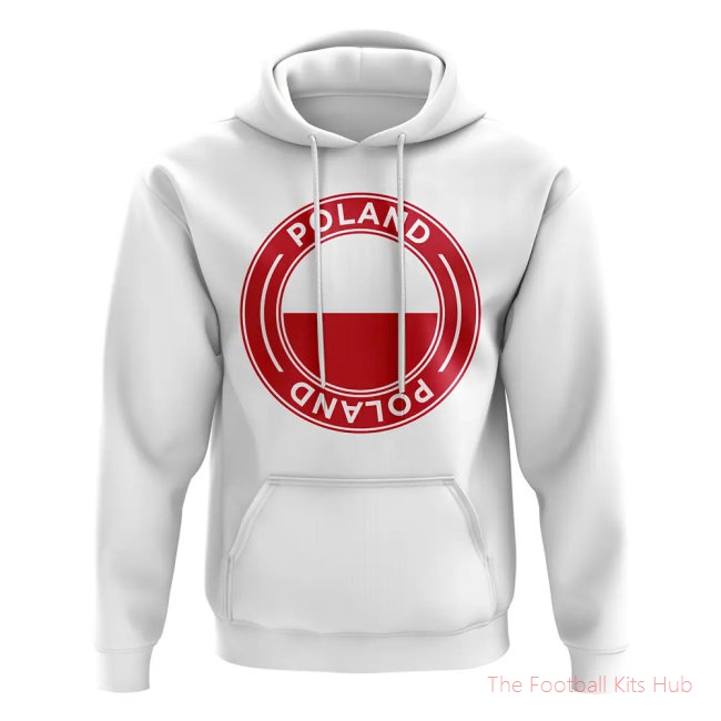Men Poland Football Badge Hoodie (White) UEFA Euro