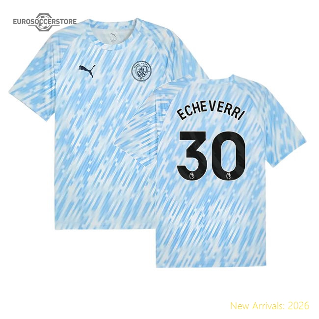 2025-2026 Man City Warm Up Jersey (Silver Sky) (Echeverri 30)