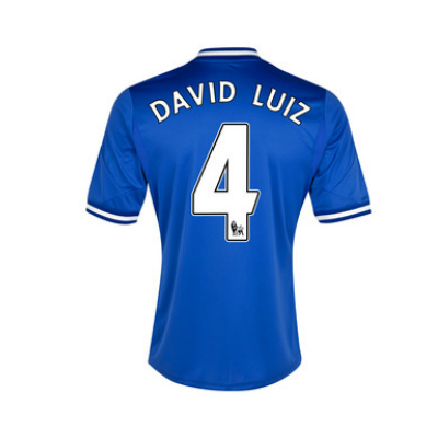 13-14 Chelsea 4 David Luiz Blue Home Soccer Jersey Shirt - Official