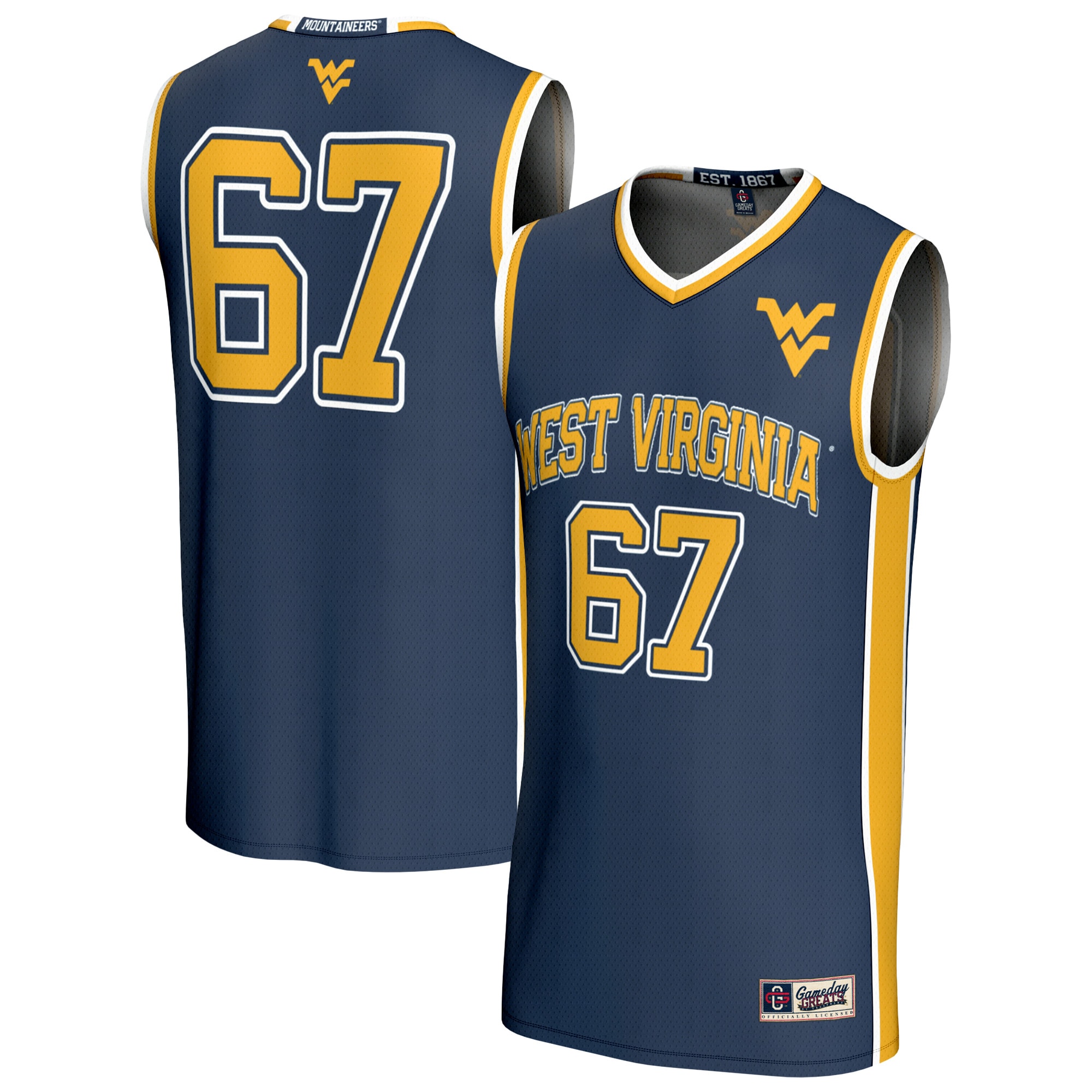 [NJP] West Virginia Mountaineers GameDay Greats Youth Lightweight Collegiate Basketball Fashion Jersey - Navy