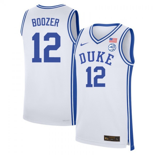 Men Duke Blue Devils #12 Cameron Boozer White Nike Stitch Jerseys