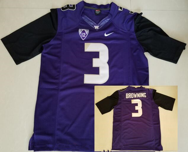 Men's None Brown 2016 stitched Jake Browning #3 match worn Jersey