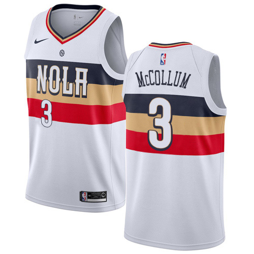 Nike New Orleans Pelicans #3 C.J. McCollum White NBA Swingman Earned Edition Jersey Mens