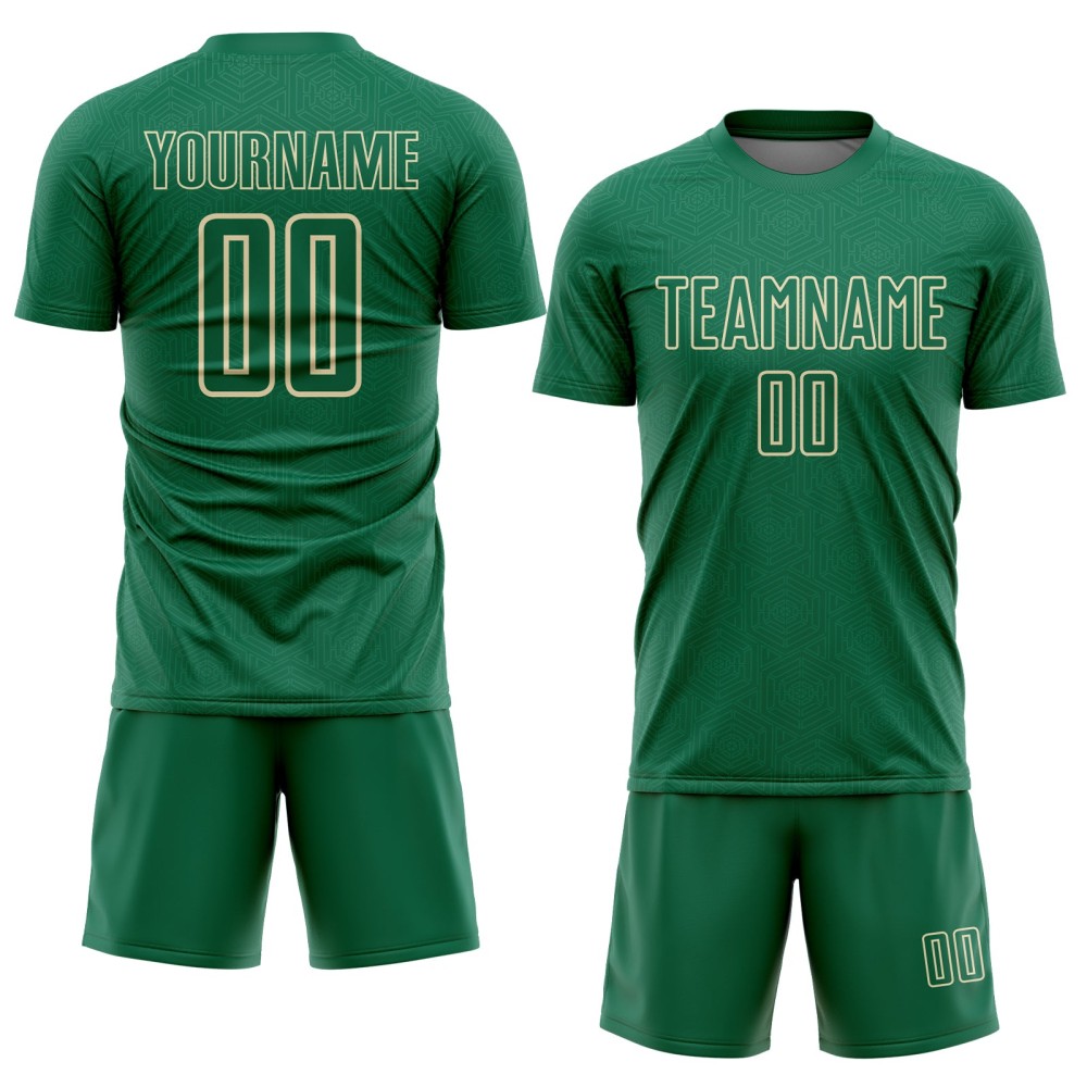 Kelly Sports Shape Jersey Sublimation Custom Uniform Geometric Cream Green Soccer