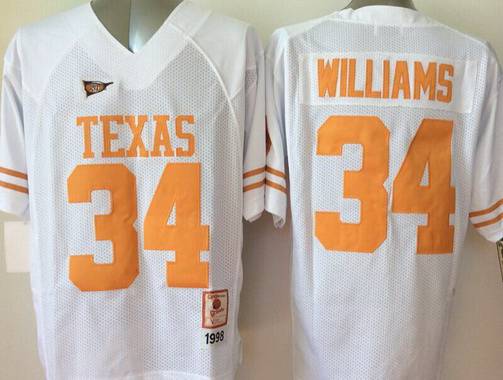Men's UT Longhorns White 2024 durabl Ricky Williams #34 moisture