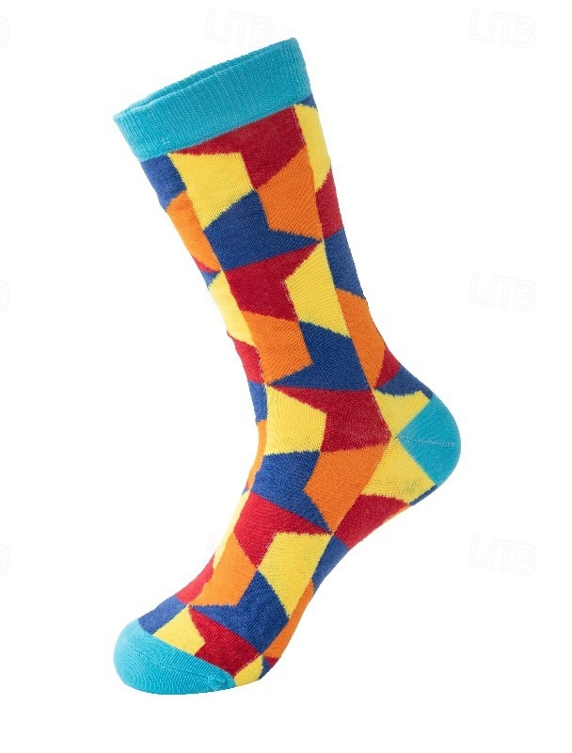 Men's 5 Pairs Socks Running Socks Casual Socks Blue Red Color Geometric Outdoor Streetwear Vacation Medium All Seasons Fashion Streetwear