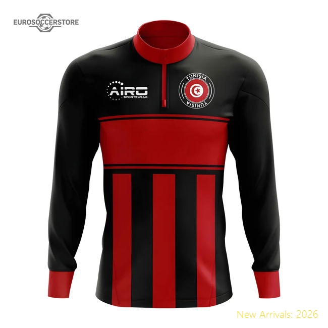 Elite Tunisia Concept Football Half Zip Midlayer Top (black-red)