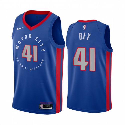 DET #41 Saddiq Bey Professional 2020 City NBA Jersey - Blue Swingman