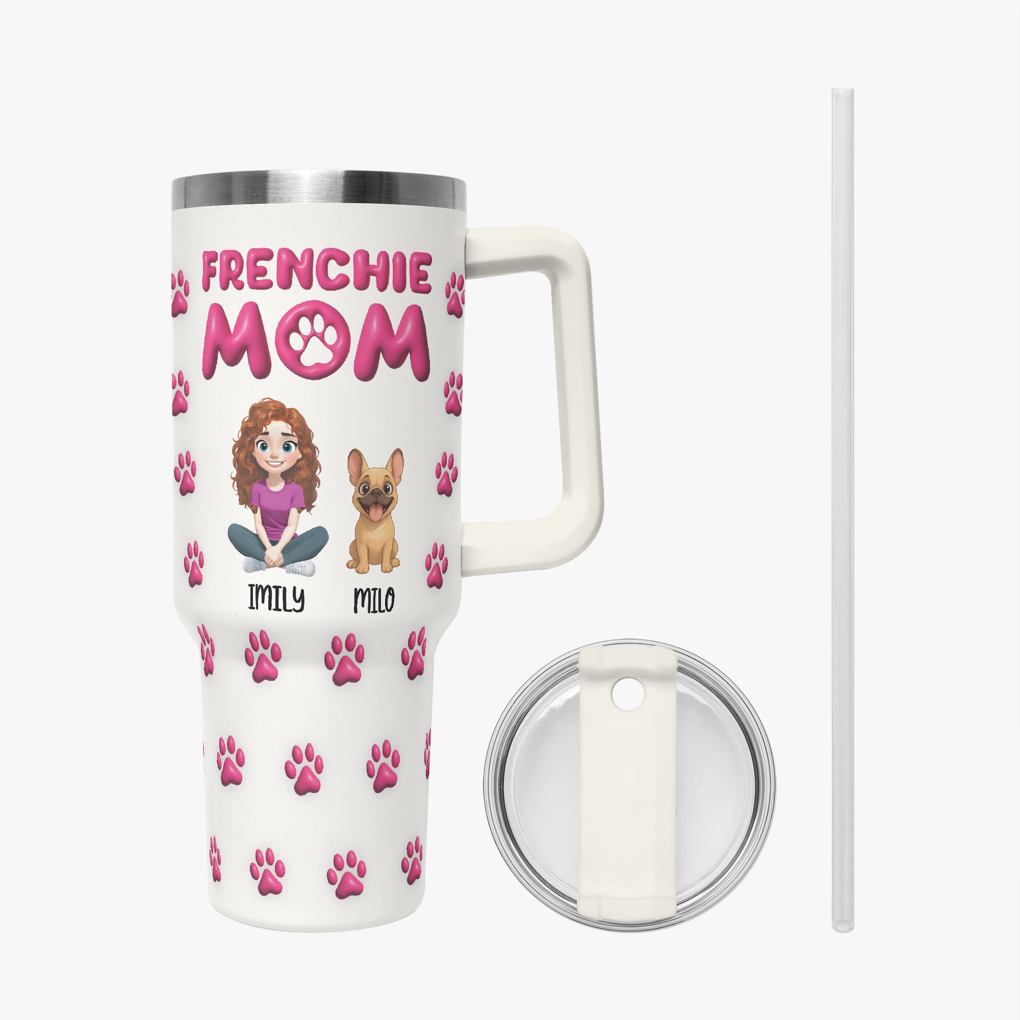 Frenchie MOM - Personalized Car Tumbler Cup