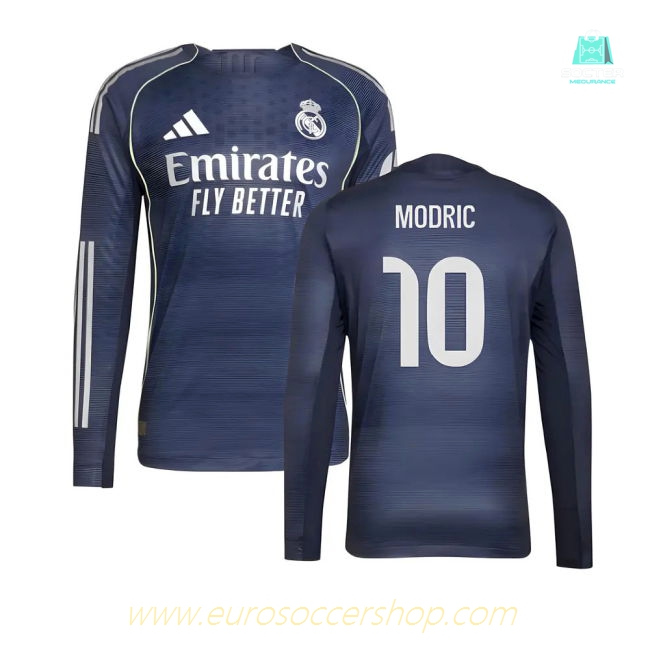 2025-2026 Real Madrid Authentic Long Sleeve Away Shirt (Modric 10)