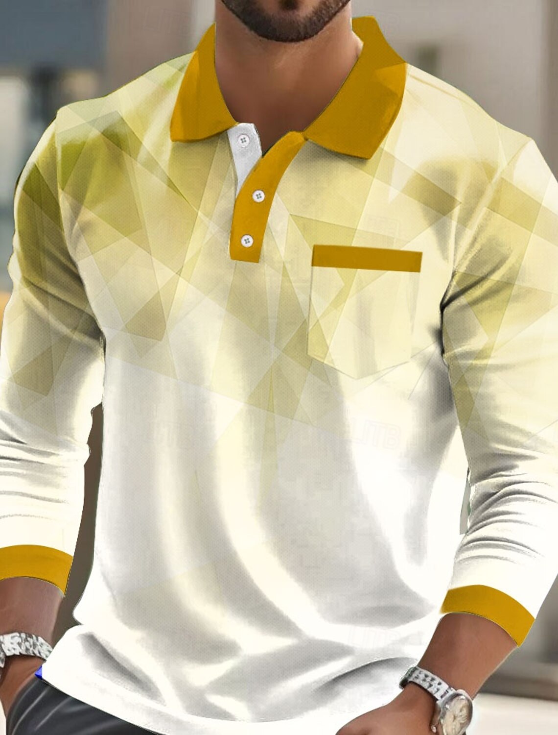 Men's Geometric Polo Short Sleeve Turndown Business Casual Daily