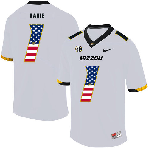 Men's None White 2024 college football Tyler Badie #1 embroidered