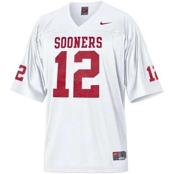Men Oklahoma Sooners #12 Landry Jones White Nike Stitch Jersey