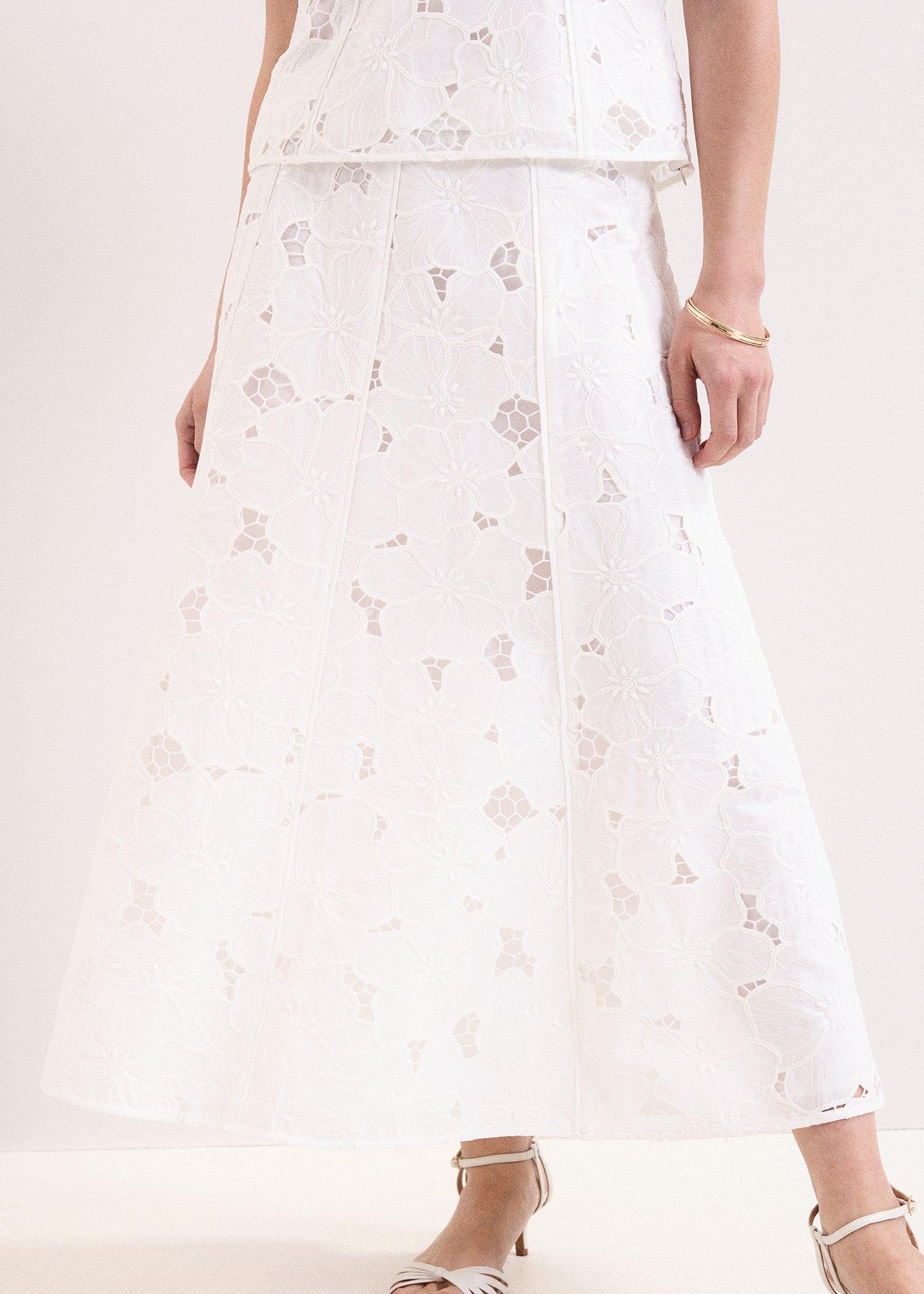Marina Seamed Lace Midi Skirt