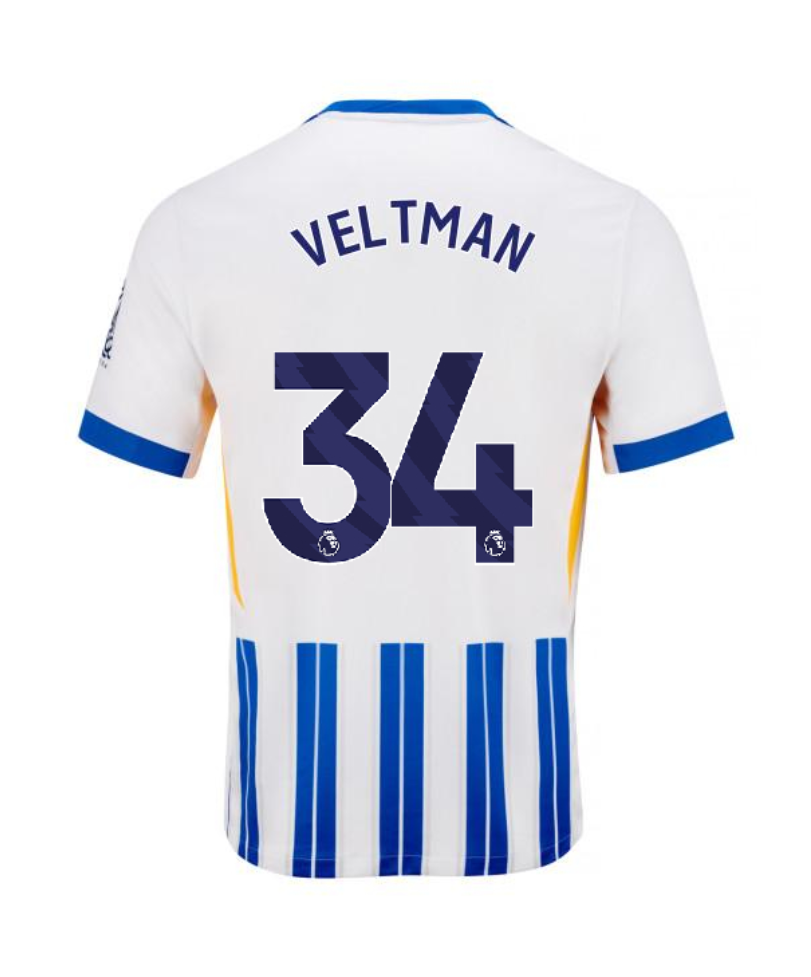 Brighton Hove Albion 24-25 Season Home Jersey with VELTMAN 34 Printing